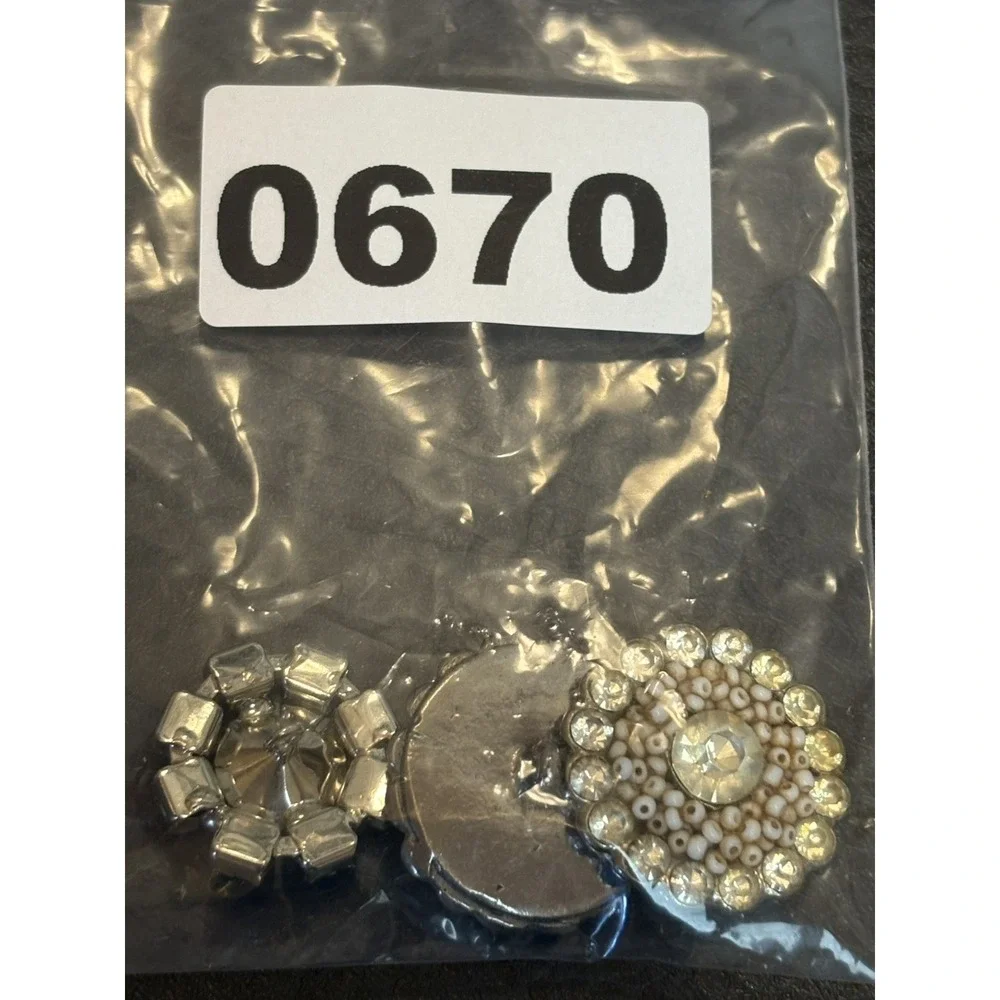 Vintage Lot Of 3 Crystal Rhinestone Buttons Some With Seed Bead Accents